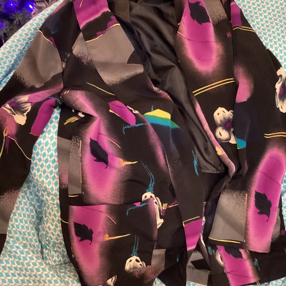 Vintage oversized large graphic blazer Brownstone Studio New York abstract flora - Picture 4 of 5